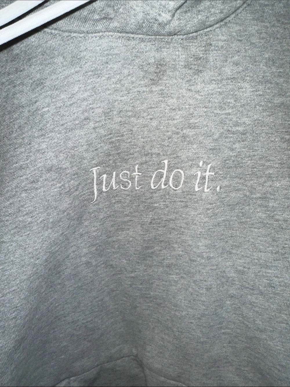 Nike Gray Crewneck Hoodie with White 'Just do it.' Embroidery
